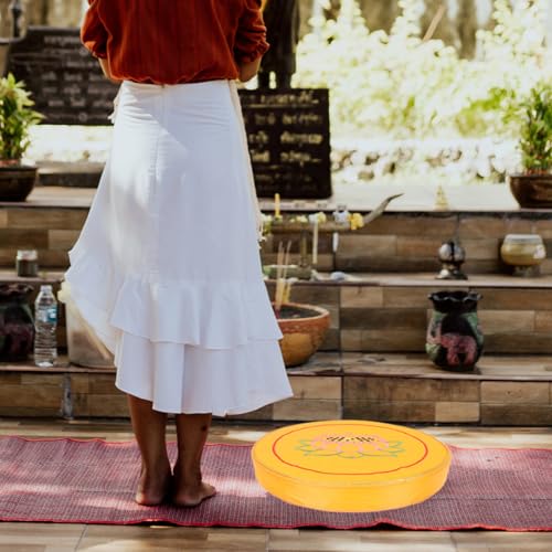 Garneck Meditation Floor Pillow Yellow Floral Seat Cushion Thick Small Zabuton Cushion for Sitting Yoga and Buddhist Worship Floor Mat