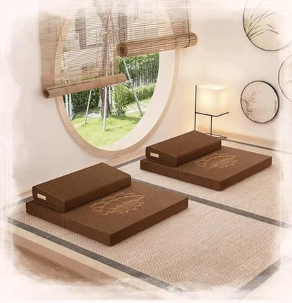 Large Meditation Mats, Meditation Meditation Mats, Futons, Household Folding, Thickened Fabrics, Coconut Palm, Kneeling Mats(Size:60x60cm(24x24inch),Color:Earthy Yellow-1)