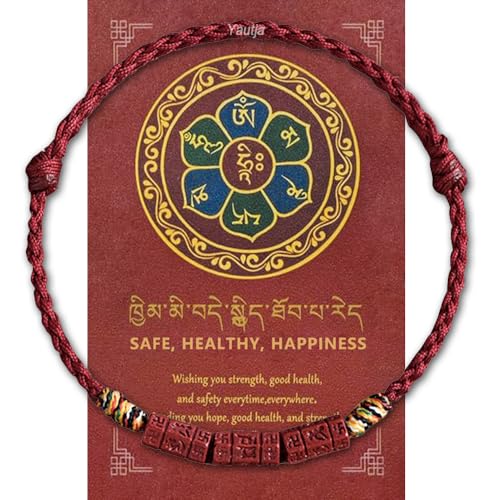 yautja Tibetan Buddhist Lucky Red String Bracelets Spiritual Protection Handmade Adjustable Red Buddha Bracelet Yoga Prayer Cinnabar Beads Amulet Bracelet Evil Protection Women Jewelry Gift for Health Charm Wealth Good Fortune - color: winered with talism