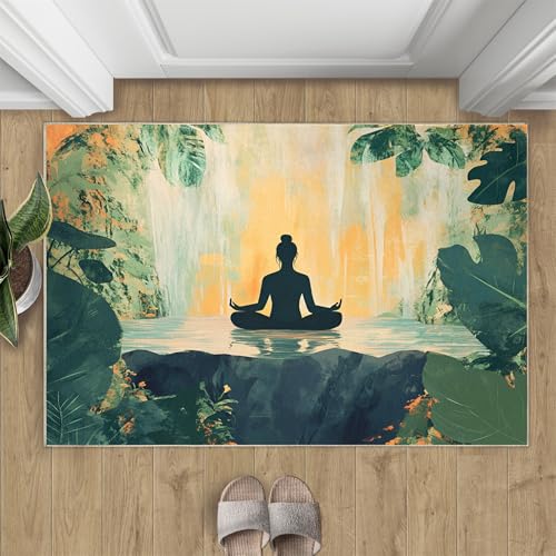 Chakra Rugs for Meditation - 2x3 Rug, Tropical Leaves Rug, Yoga Meditation Area Rugs for Living Room, Zen Spiritual Washable Carpet, Nature Carpet - Chakra Home Decor - color: 23-chakra, size: 2x3ft (24x36in)