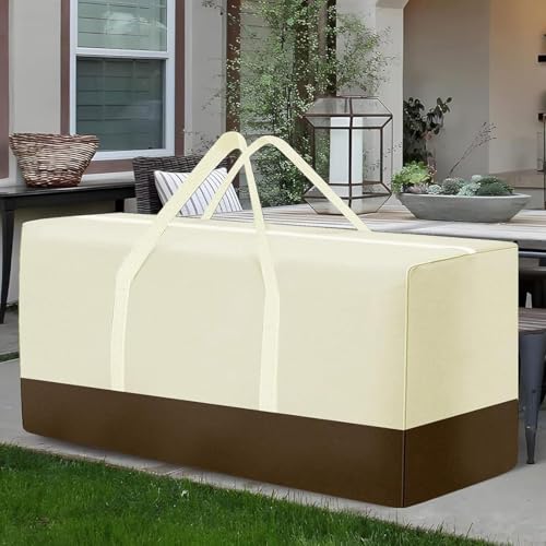 Extra Large Patio Outdoor Waterproof Cushion Storage Bag, Outdoor Cushion Furniture Storage Bag with Handles and Zippered 68 x 30 x 20 Inch, Beige - color: 1 Pack Beige