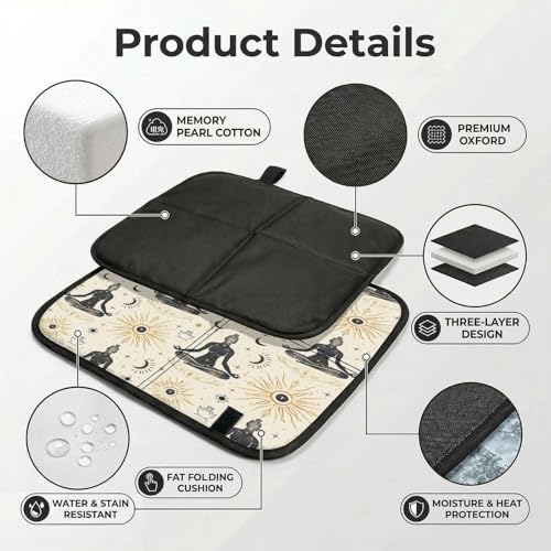 Yoga Meditation (9) Print Folding Seat Pad, Portable Camping Seat Cushion for Outdoor