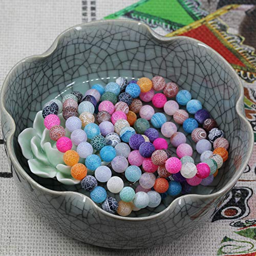 Keleny Gem Semi Precious Gemstones 8mm Natural Quartzite Stone Round Beads Rock Crystal Jasper Stretch Bracelet 7 Inch Unisex - color: 8mm Multicolor Weathered Agate