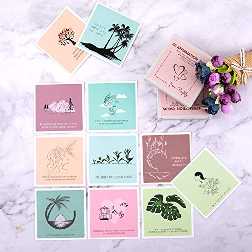 50 Affirmation Card for Women With 100 positive affirmation quotes, daily affirmation cards set. Self Care and Meditation Gift For Women. Empowering, Inspirational Affirmation for Stress Relief - color: 50BluePink