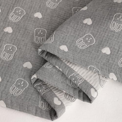 NTBAY 3 Layer Oversized Muslin Cotton Toddler Blanket, Jacquard Reversible Nursery Bed Blanket, Super Soft and Thermal for All Seasons, Baby Gift, 45"x60", Dark Grey Rabbit - color: Dark Grey Rabbit, size: 45x60 Inch (Pack of 1)