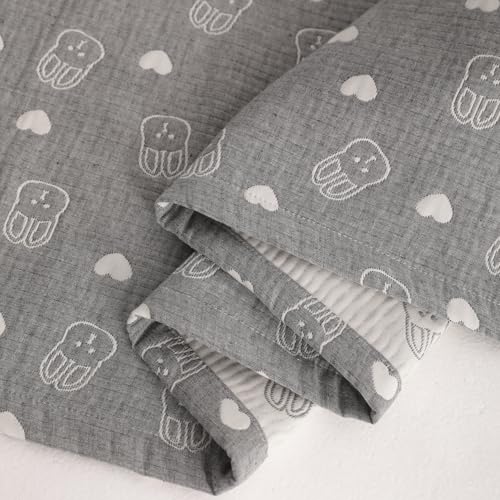 NTBAY 3 Layer Oversized Muslin Cotton Toddler Blanket, Jacquard Reversible Nursery Bed Blanket, Super Soft and Thermal for All Seasons, Baby Gift, 45"x60", Dark Grey Rabbit - color: Dark Grey Rabbit, size: 45x60 Inch (Pack of 1)