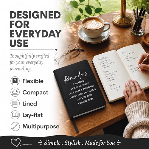 Eccolo Lined Journal Notebook, Flexi-Cover, Reminders, 256 Ruled Pages, Medium 5.75-x-8.25 inches
