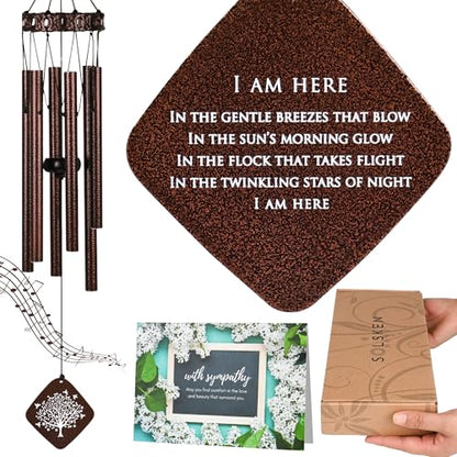 Memorial Wind Chimes I Tree of Life Wind Chime I Windchimes in Memory of a Loved One I Bereavement Gift for Loss of Father, Mother, Wife, Husband I Condolence Remembrance Gift I 29" Bronze - size: A-Bronze Tree of life