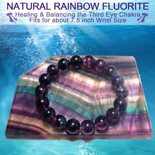 Single-pack of pure gemstone bracelets… - color: Fluorite-10MM