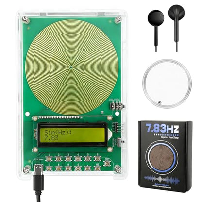 Frequency Generator for Healing | 7.83Hz Schumann Resonance Frequency Generator | Adjustable 0.01Hz–200kHz Sound Therapy Device with Acrylic Case for Sleep, Meditation & Relaxation