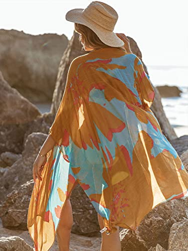 Kimonos for Women Swimsuit Coverups Beach Cover Up Swimwear Cardigan Summer - color: Summer Painting 2