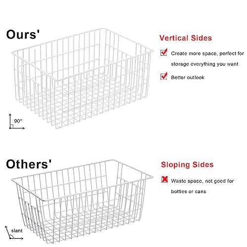 Orgneas Freezer Organizer Bins, Vertical Sides Wire Freezer Baskets for Upright Freezer, Chest Freezer Organizer Deep Freezer Storage Containers for Foods, Snacks, Vegetables, Fruits, Set of 6