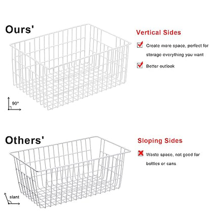 Orgneas Freezer Organizer Bins, Vertical Sides Wire Freezer Baskets for Upright Freezer, Chest Freezer Organizer Deep Freezer Storage Containers for Foods, Snacks, Vegetables, Fruits, Set of 6