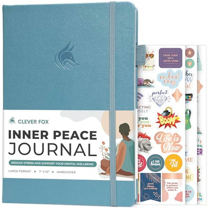 Clever Fox Inner Peace Journal – Guided Stress & Anxiety Relief Journal with Prompts – Healing & Self-Discovery Notebook for Women & Men (Aquamarine) - color: Aquamarine