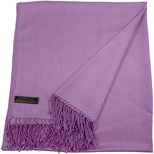 CJ Apparel Solid Color Tassels Design Nepalese Shawl Scarf Wrap Stole Throw Head Wrap Pashmina Gift Hand Made in Nepal New - color: Mauve