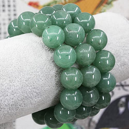 Keleny Natural Gem Semi Precious Gemstones 14mm Round Beads Crystal Stretch Bracelets 7 Inch Unisex - color: 14mm Green Aventurine