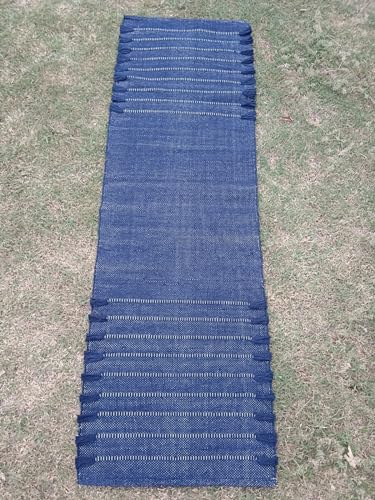 Jaipur art & Rugs Organic Cotton Yoga Mat - Eco-Friendly Hand-Woven Rug - Non Slip & Thick (24”x72”x5mm) for Everyday Fitness at Home - Comfortable Extra-Long - color: Navy Blue
