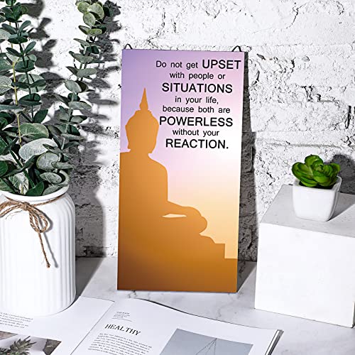 Blulu 2 Pcs Buddha Quote Decor Buddha Inspirational Quote Wall Art Meditation Room Chakra Decor Zen Wooden Hanging, Spiritual Gift for Home Yoga Living Room Women(at Peace) - style: At Peace