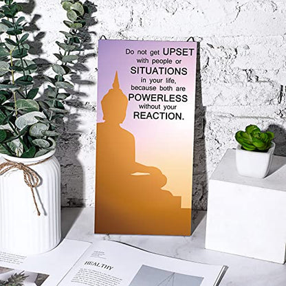 Blulu 2 Pcs Buddha Quote Decor Buddha Inspirational Quote Wall Art Meditation Room Chakra Decor Zen Wooden Hanging, Spiritual Gift for Home Yoga Living Room Women(at Peace) - style: At Peace