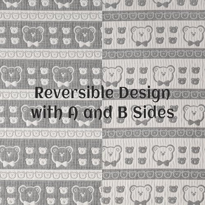 NTBAY 3 Layer Oversized Muslin Cotton Toddler Blanket, Jacquard Reversible Nursery Bed Blanket, Super Soft and Thermal for All Seasons, Baby Gift, 45"x60", Dark Grey Bear - color: Dark Grey Bear, size: 45x60 Inch (Pack of 1)