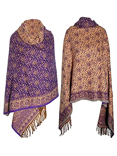 PURPLE BEIGE FLORAL BLANKET SCARF LUXURY PREMIUM QUALITY HANDMADE FASHION SCAR MADE OF YAK WOOL Shawl Blanket stole unisex Travel Wrap Meditation Soft gift for her