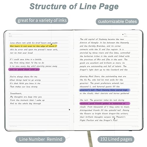 Lined Journal, 192 Pages, 5.7''x8.3'', 100 GSM Thick Paper, Hardcover Notebook for Work, Journaling Notebooks for Men, Women, Green