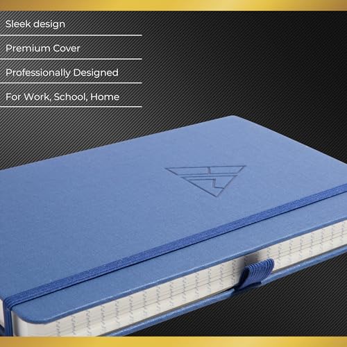 Realizations Journaling Notebooks with Pen Holder - Lined Notebook - 222 Pages Notebook Journal with 100 GSM Paper - Includes Table of Content - Notebooks for Work, School, Home - color: Blue