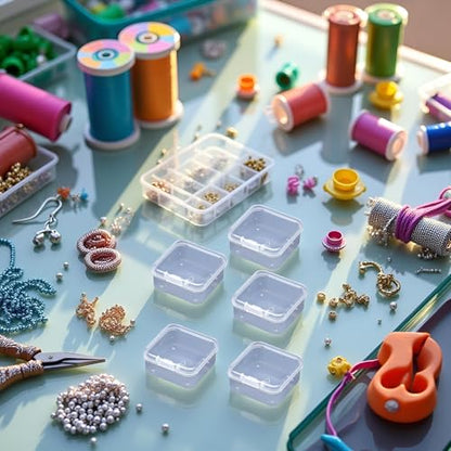 5 Pcs Clear Plastic Jewelry Storage Containers, Mini Square Box Empty Case with Lid Jewelry Boxes Jewelry Accessories for Earplugs, Jewelry, Hardware or Other Small Crafts