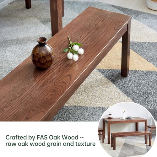 100% Solid Oak Wood Dining Bench, 39.6'' Entryway Bench Extra Chair Seat Long Ottoman with Squre End & Round Corner for Kitchen Living Room Bedroom, Walnut - size: 39.6inch-Walnut-Square End & Round Corner
