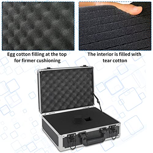 14 Inch Hard Shell Carrying Case Ideal for Wireless Mic System Storage & Camera Gear Transportation, Aluminum Alloy Sturdy Build, Customizable Pre-Diced Foam, Black