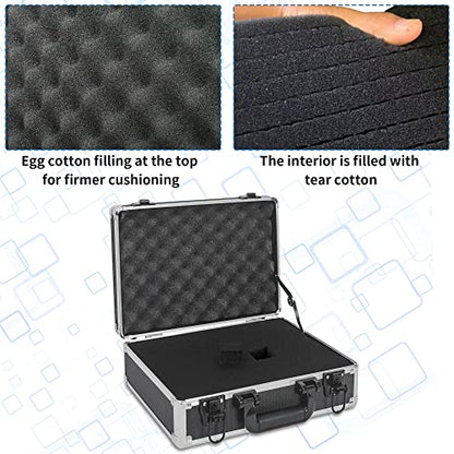 14 Inch Hard Shell Carrying Case Ideal for Wireless Mic System Storage & Camera Gear Transportation, Aluminum Alloy Sturdy Build, Customizable Pre-Diced Foam, Black