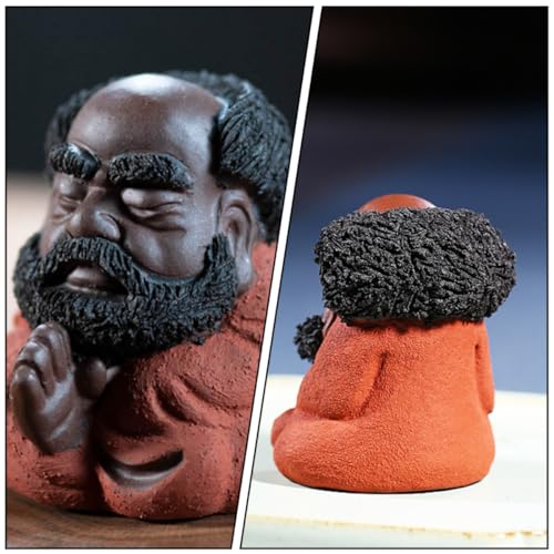 Beaupretty Bodhidharma Purple Clay Figurine Tranquil Tea Table Ornament Unique Desktop Decor Home Desktop Sculpture for Tea Ceremony and Indoor Decoration
