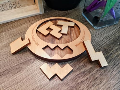Difficult Puzzle for Adults - The Cracked Egg - 7 Piece Wood Brain Teaser Made in The USA from Creative Crafthouse - style: The Cracked Egg