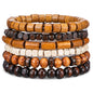 Wooden Mens Beaded Bracelets Adjustable Elasticity Mens Bracelet Multi-Layer Detachable Beaded Bracelets for Men - color: T-002