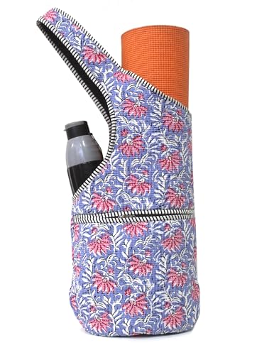 INDIAN CRAFT CASTLE Yoga Mat Bag | Tote Mat Bag | Sling Yoga Tote w/Large Side Pocket & Zipper Pocket | Yoga Mat Carrier Fits Most Size Mats - color: Purple