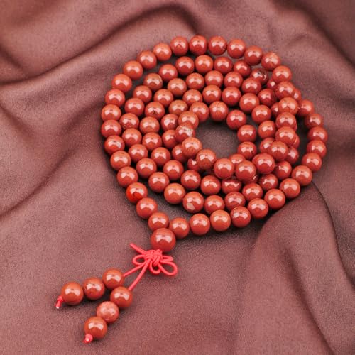 AD Beads 6mm 8mm 108 Prayer Mala Jasper Elastic Bracelet - Handmade Yoga Meditation Healing Power Energy Gifts for Unisex Adult. - color: Red Jasper(Calming)