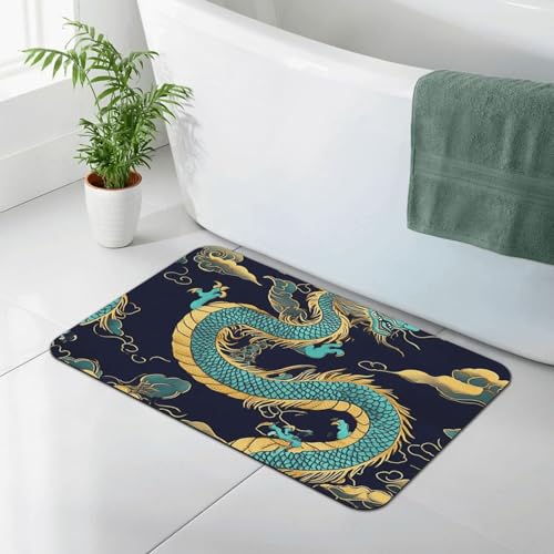 Non-Slip Memory Foam Bathroom Mat, 16 x 24 Inch, Extra Absorbent, Soft, Duarable Quick Dry Shaggy Mat, 3D Print Traditional Chinese Dragon Art - color: Pattern 343