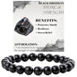 Bivei 8mm Beaded Bracelets for Women Handmade Semi Precious Natural Stone Stretch Elastic Jewelry Yoga Protection Gifts - color: Black Obsidian - Strength, size: Medium 6.8-7.3 inch