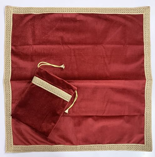 SMMS Spiritual Velvet Table Cloth Altar Tarot Spread (Maroon, Medium- 61cm*61cm/ 24inch*24inch) - color: Maroon, size: Medium- 61cm*61cm/ 24inch*24inch