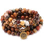 Mala Bead Strand Bracelet, 108 Buddhist Prayer Beads Yoga Meditation Green Malachite Beads Necklace Women man - style: Picasso Stone