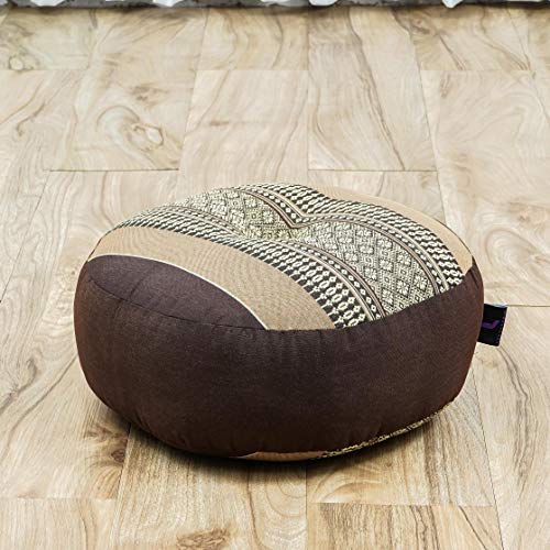 Leewadee Meditation Cushion Set – 1 Small Zafu Yoga Pillow and 1 Small Roll-Up Zabuton Mat Filled with Kapok - color: Sf10 - Brown