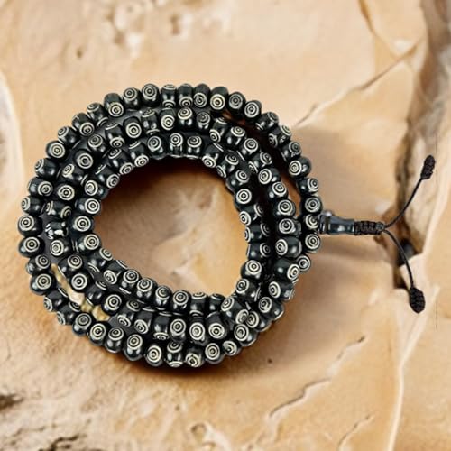 Agan Traders 108 Mala Prayer Beads Necklace for Men & Women – Tibetan Buddhist Prayer Beads Wrist Mala - Handmade Yak Bone Japa Mala Beads for Meditation, Yoga & Healing - color: BN Mandala-10mm