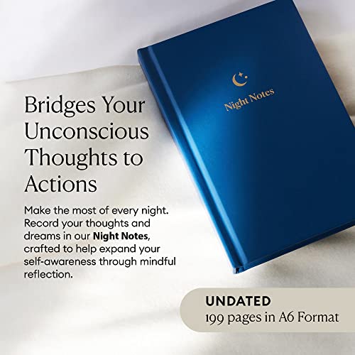 Intelligent Change - Night Notes Daily Journal, Dream Journal for Women and Men, Bedtime Guided Journal, Hardbound Wellness Journal, Handmade and Plastic-Free, 4.4 x 6.5 inches