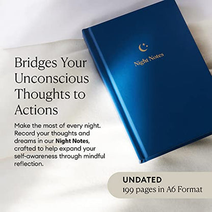 Intelligent Change - Night Notes Daily Journal, Dream Journal for Women and Men, Bedtime Guided Journal, Hardbound Wellness Journal, Handmade and Plastic-Free, 4.4 x 6.5 inches