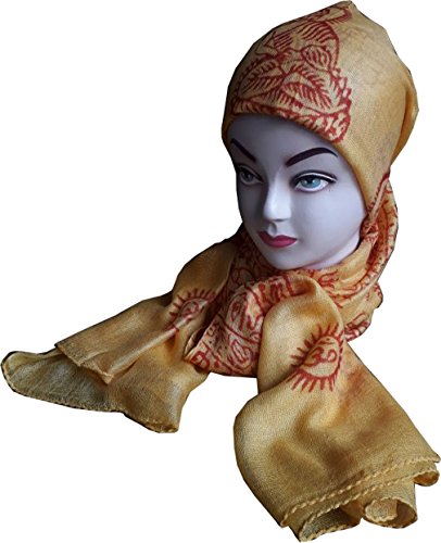 KVR Hindu Pooja Religious Cotton Indian prayer scarf with OM Krishna Ganesha Shiva Nataraja yoga spiritual auspicious prints - color: Yellow Buddha-2