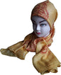 KVR Hindu Pooja Religious Cotton Indian prayer scarf with OM Krishna Ganesha Shiva Nataraja yoga spiritual auspicious prints - color: Yellow Buddha-2
