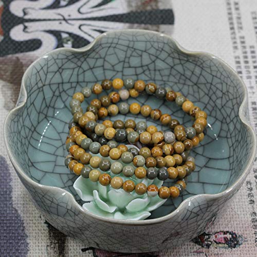 Keleny Semi Precious Crystal 6mm Round Beads Rock Yoga Stretch Bracelet 7 Inch Unisex Unisex - color: Yellow