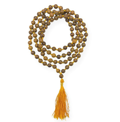 GEMSCITE Japa Mala 108 Prayer Beads Perfect for Meditation Spiritual Mala Necklace & Wrist Mala Bracelet - color: Mariyam Jasper (Calligraphy), size: Hand Knotted