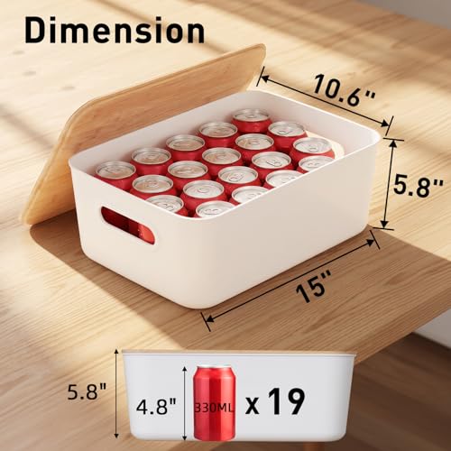 Citylife Storage Bins with Bamboo Lids 16QT Plastic Storage Containers Stackable Organizer Boxes with Handle for Desk Snacks, Toys, 2 PCS, 15" L x 10.6" W x5.8 H - size: Large, style: 2 Pack