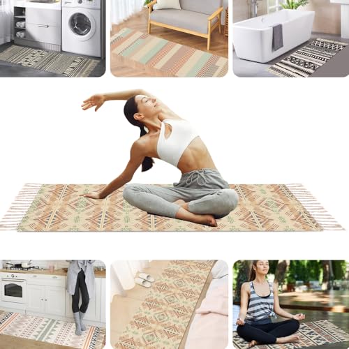 nuveti Cotton Yoga Mat - Absorbent, Grippy Tight Weave, Ashtanga & Hot Yoga Rug, Helps with Slippery Hands & Feet - color: MiCheng